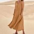 Women's Sleeveless Summer White Plain Split Joint Crew Neck Daily Going Out Casual Maxi A-Line Fit & Flare Dress Dress