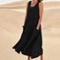 Women's Sleeveless Summer White Plain Split Joint Crew Neck Daily Going Out Casual Maxi A-Line Fit & Flare Dress Dress