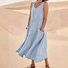 Women's Sleeveless Summer White Plain Split Joint Crew Neck Daily Going Out Casual Maxi A-Line Fit & Flare Dress Dress