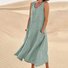 Women's Sleeveless Summer White Plain Split Joint Crew Neck Daily Going Out Casual Maxi A-Line Fit & Flare Dress Dress