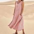 Women's Sleeveless Summer White Plain Split Joint Crew Neck Daily Going Out Casual Maxi A-Line Fit & Flare Dress Dress