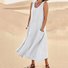 Women's Sleeveless Summer White Plain Split Joint Crew Neck Daily Going Out Casual Maxi A-Line Fit & Flare Dress Dress