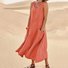 Women's Sleeveless Summer White Plain Split Joint Crew Neck Daily Going Out Casual Maxi A-Line Fit & Flare Dress Dress