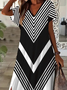 Women's Geometric Print V-Neck Short Sleeve Slit Dress