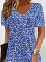 Women's Floral Print V-Neck Short Sleeve Dress