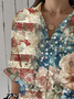 Women's Independence Day Floral Print Casual Shirt