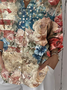 Women's Independence Day Floral Print Casual Shirt