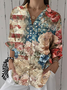 Women's Independence Day Floral Print Casual Shirt