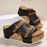 Pu Summer Western Style Color Block Slide Sandals