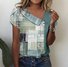 Women's Short Sleeve T-shirt Summer Green Plain Buckle Asymmetrical Daily Going Out Casual Top