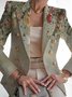 Women's Fashion Print Retro Design Suit Slim Fit Suit Blazer