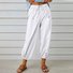 Women's  Elastic Waist H-Line Wide Leg Pants Daily Going Out Pants White Casual Split Joint Plain Spring/Fall Pants