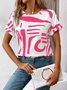 Women's Abstract Print Casual Round Neck Short Sleeve T-Shirt