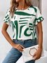 Women's Abstract Print Casual Round Neck Short Sleeve T-Shirt
