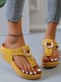 Summer Color Block Pu Western Style Slide Sandals