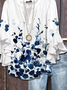 Women's Half Sleeve Shirt Summer White Floral Printing V Neck Daily Going Out Casual Top