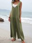 Women's H-Line Tank Crew Neck Daily Going Out Casual Split Joint Plain Summer Long Jumpsuit Romper
