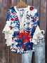 Women's Half Sleeve Shirt Summer White Independence Day (Flag) Printing V Neck Daily Going Out Casual Top