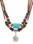 Artistic Retro Butterfly Alloy Multi-layer Wooden Beads Knotted Pullable Hand-woven Necklace