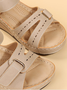 Roman Style Velcro Beach Fish Mouth Sandals Women's Outdoor Casual Mid-heel Sandals