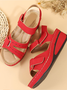 Roman Style Velcro Beach Fish Mouth Sandals Women's Outdoor Casual Mid-heel Sandals