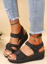 Roman Style Velcro Beach Fish Mouth Sandals Women's Outdoor Casual Mid-heel Sandals