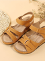 Roman Style Velcro Beach Fish Mouth Sandals Women's Outdoor Casual Mid-heel Sandals