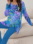 Women Floral Jersey Long Sleeve Top With Pants Casual Printing Spring/Fall Crew Neck Two-Piece Set