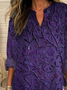 Women Floral V Neck Cotton-Blend Long Sleeve Casual Daily Spring/Fall Blouse