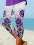 Women's  Elastic Waist H-Line Legging Daily Going Out Pants Purple Casual Printing Floral Summer Pants