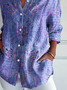 Women Floral Shirt Collar Long Sleeve Casual Daily Spring/Fall Shirt