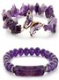 New Natural Stone 8mm Amethyst Rose Quartz Crushed Stone Butterfly Two-piece Bracelet