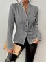 Women Geometric Mock Neck Long Sleeve Vintage Embossed Spring/Fall Daily Blazer Outerwear