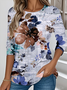 Women Floral Crew Neck Jersey Long Sleeve Casual Daily Spring/Fall T-shirt
