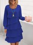 Plain Crew Neck Casual Dress With No
