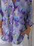 Women Floral Shirt Collar Three Quarter Sleeve Casual Daily Spring/Fall Shirt