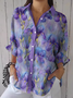 Women Floral Shirt Collar Three Quarter Sleeve Casual Daily Spring/Fall Shirt