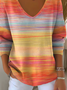 Women Floral V Neck Cotton Long Sleeve Casual Daily Spring/Fall Sweater