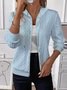 Women Plain Hoodie Bomber Jacket Long Sleeve Vintage Jacquard Spring/Fall Daily Jacket Outerwear