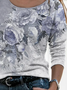 Women Floral Crew Neck Jersey Long Sleeve Casual Daily Spring/Fall T-shirt