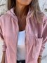 Women Plain Cotton Stand Collar Bomber Jacket Long Sleeve Vintage Split Joint Spring/Fall Daily Jacket Outerwear