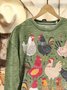 Women Animal Crew Neck Cotton Long Sleeve Vintage Holiday Spring/Fall Sweatshirt