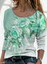 Women Floral Crew Neck Jersey Long Sleeve Casual Daily Spring/Fall T-shirt
