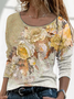 Women Floral Crew Neck Jersey Long Sleeve Casual Daily Spring/Fall T-shirt