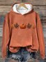 Women's Halloween Pumpkin Maple Leaf Print Casual Long Sleeve Hooded Sweatshirt