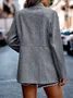 Women Geometric Shawl Collar Tweed Jacket Long Sleeve Casual Split Joint Spring/Fall Daily Jacket Outerwear