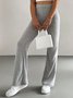 Women Plain Casual Split Joint Pant Daily Spring/Fall Flare Pants
