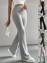 Women Plain Casual Split Joint Pant Daily Spring/Fall Flare Pants