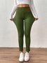 Women Plain Cotton Casual Leggings Daily Winter Ankle Banded Pants