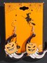 Halloween Themed Wooden Earrings Funny Cartoon Ghost Pumpkin Skull Kitten Long Pendant Party Decoration Earrings